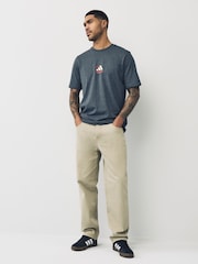 adidas Grey Lounge Pizza 100% Cotton Graphic T-Shirt - Image 2 of 7