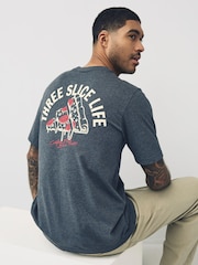 adidas Grey Lounge Pizza 100% Cotton Graphic T-Shirt - Image 3 of 7