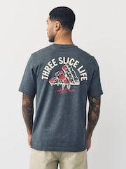 adidas Grey Lounge Pizza 100% Cotton Graphic T-Shirt - Image 4 of 7