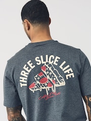 adidas Grey Lounge Pizza 100% Cotton Graphic T-Shirt - Image 6 of 7