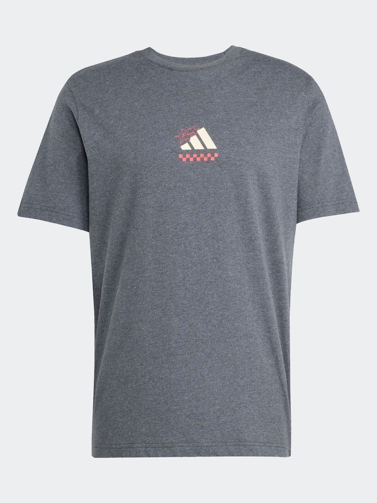 adidas Grey Lounge Pizza 100% Cotton Graphic T-Shirt - Image 7 of 7