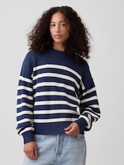 Gap Blue Stripe Relaxed Crew Neck Jumper - Image 1 of 4