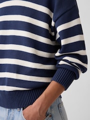 Gap Blue Stripe Relaxed Crew Neck Jumper - Image 4 of 4