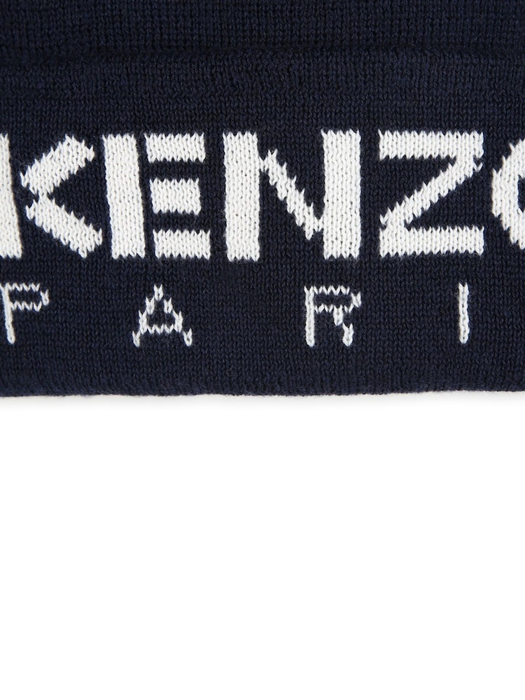 KENZO KIDS Blue Knitted Logo Beanie Hat - Image 3 of 3
