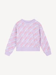 KENZO KIDS Purple All Over Logo Print Crew Neck Sweatshirt - Image 1 of 3