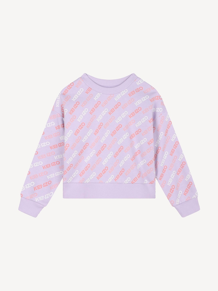 KENZO KIDS Purple All Over Logo Print Crew Neck Sweatshirt - Image 1 of 3