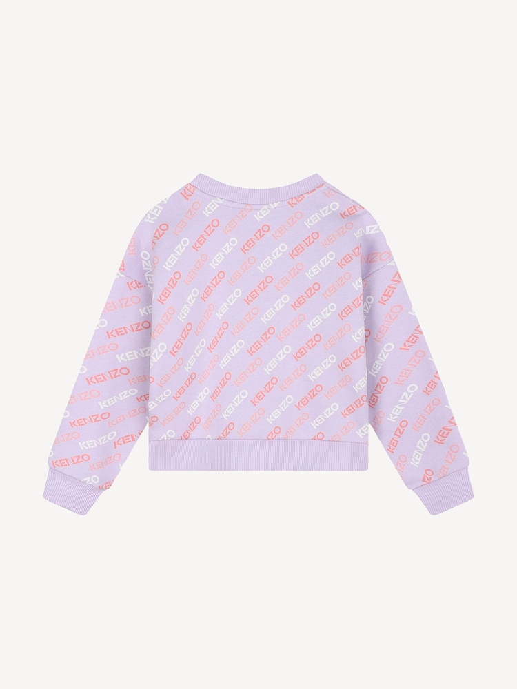 KENZO KIDS Purple All Over Logo Print Crew Neck Sweatshirt - Image 2 of 3