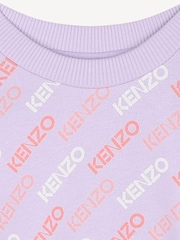 KENZO KIDS Purple All Over Logo Print Crew Neck Sweatshirt - Image 3 of 3