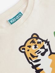KENZO KIDS Cream Varisty Tiger Print Logo Long Sleeve T-Shirt - Image 3 of 5