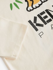 KENZO KIDS Cream Varisty Tiger Print Logo Long Sleeve T-Shirt - Image 4 of 5