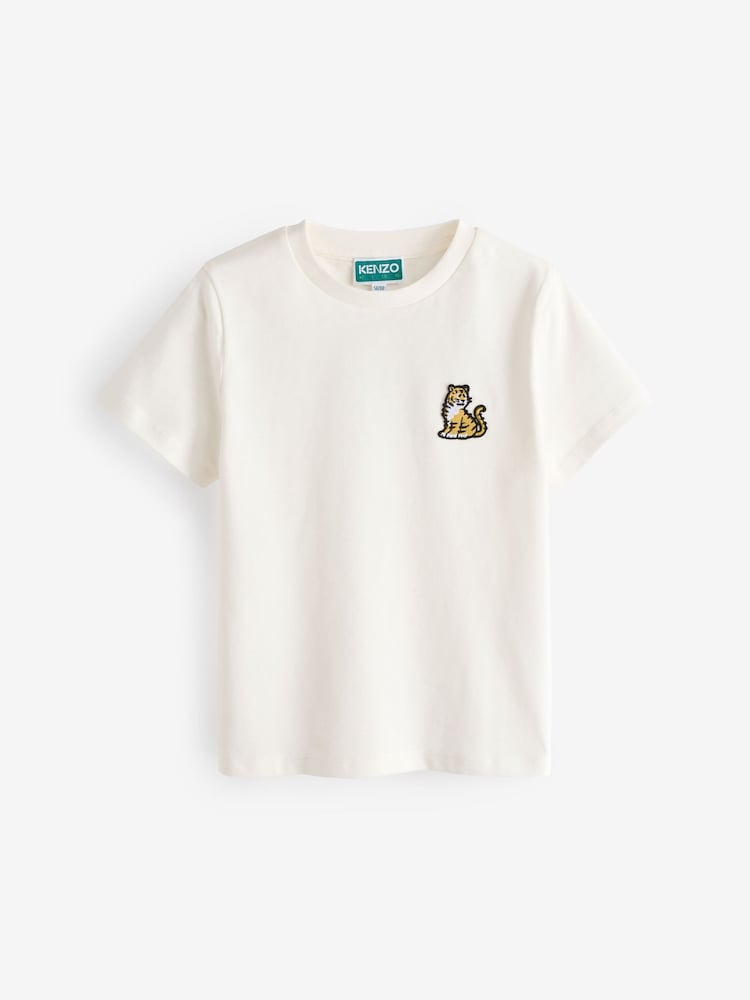 KENZO KIDS Cream Chest Logo Short Sleeve T-Shirt - Image 1 of 2