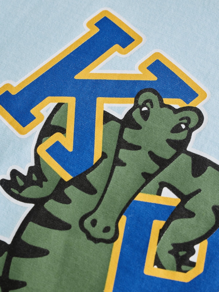 KENZO KIDS Blue Crocodile Print Varsity Logo Short Sleeve T-Shirt - Image 4 of 4 KENZO KIDS Blue Crocodile Print Varsity Logo Short Sleeve T-Shirt - Image 4 of 4