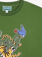 KENZO KIDS Green Jungle Animal Logo Short Sleeve T-Shirt - Image 3 of 4