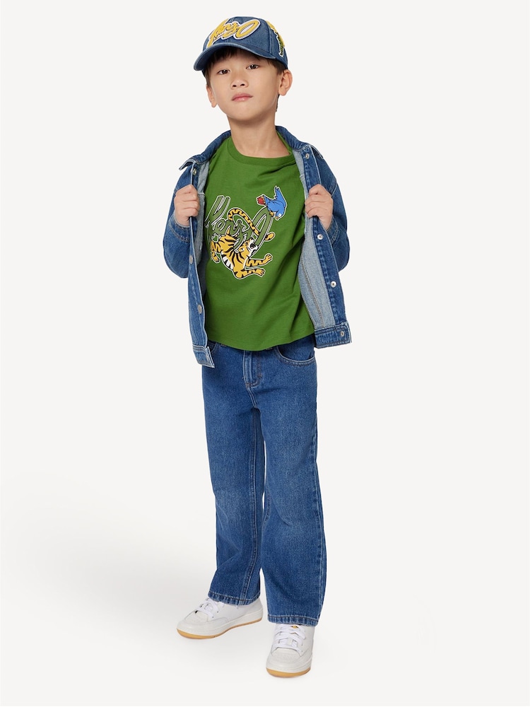 KENZO KIDS Green Jungle Animal Logo Short Sleeve T-Shirt - Image 4 of 4
