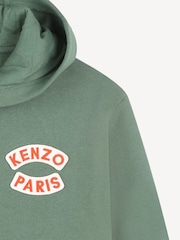 KENZO KIDS Green Chest Logo Hoodie With Tipping Detail - Image 3 of 3