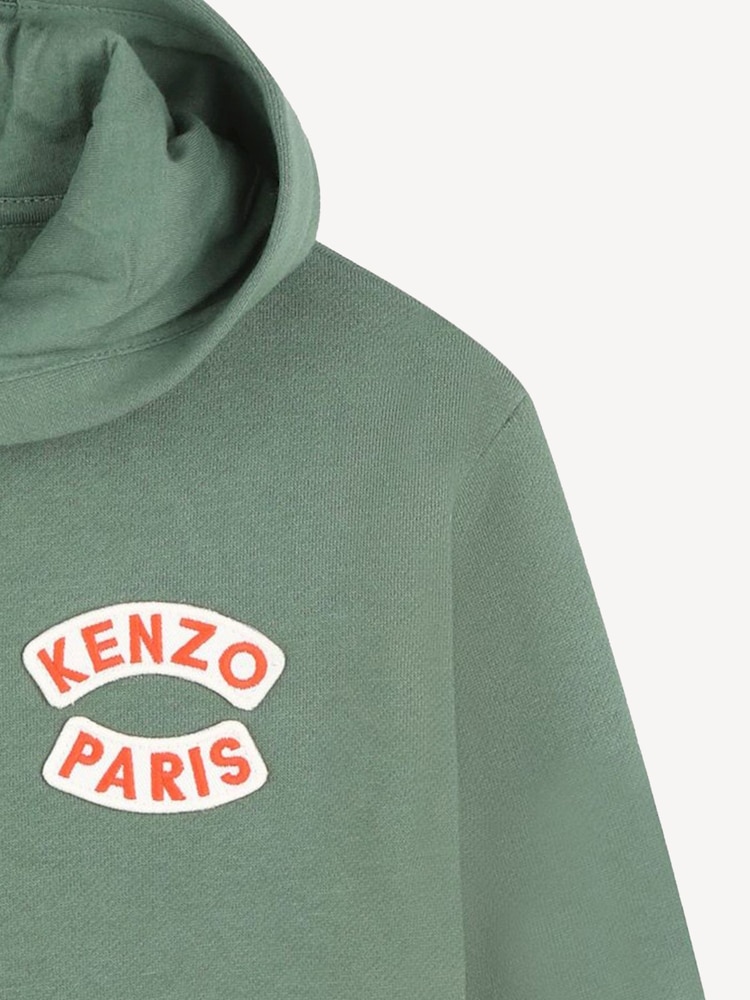 KENZO KIDS Green Chest Logo Hoodie With Tipping Detail - Image 3 of 3