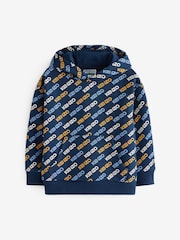 KENZO KIDS Blue All Over Logo Print Hoodie - Image 1 of 4