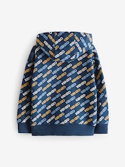 KENZO KIDS Blue All Over Logo Print Hoodie - Image 2 of 4