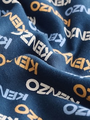 KENZO KIDS Blue All Over Logo Print Hoodie - Image 4 of 4