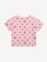 KENZO KIDS Pink All-Over Print Floral Logo Short Sleeve T-Shirt - Image 2 of 2