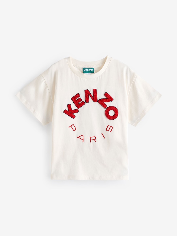 KENZO KIDS Cream Paris Logo Short Sleeved T-Shirt - Image 1 of 4