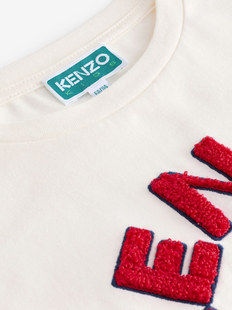 KENZO KIDS Cream Paris Logo Short Sleeved T-Shirt - Image 4 of 4