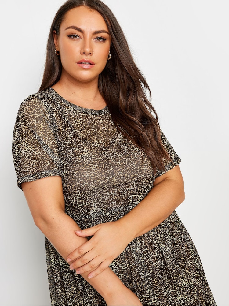 knee length dresses for ladies Printed Mesh Midaxi Shirt Dress