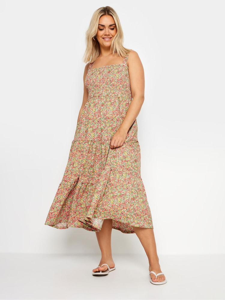 Yours Curve Pink Ditsy Floral Shir Midi Dress - Image 2 of 5