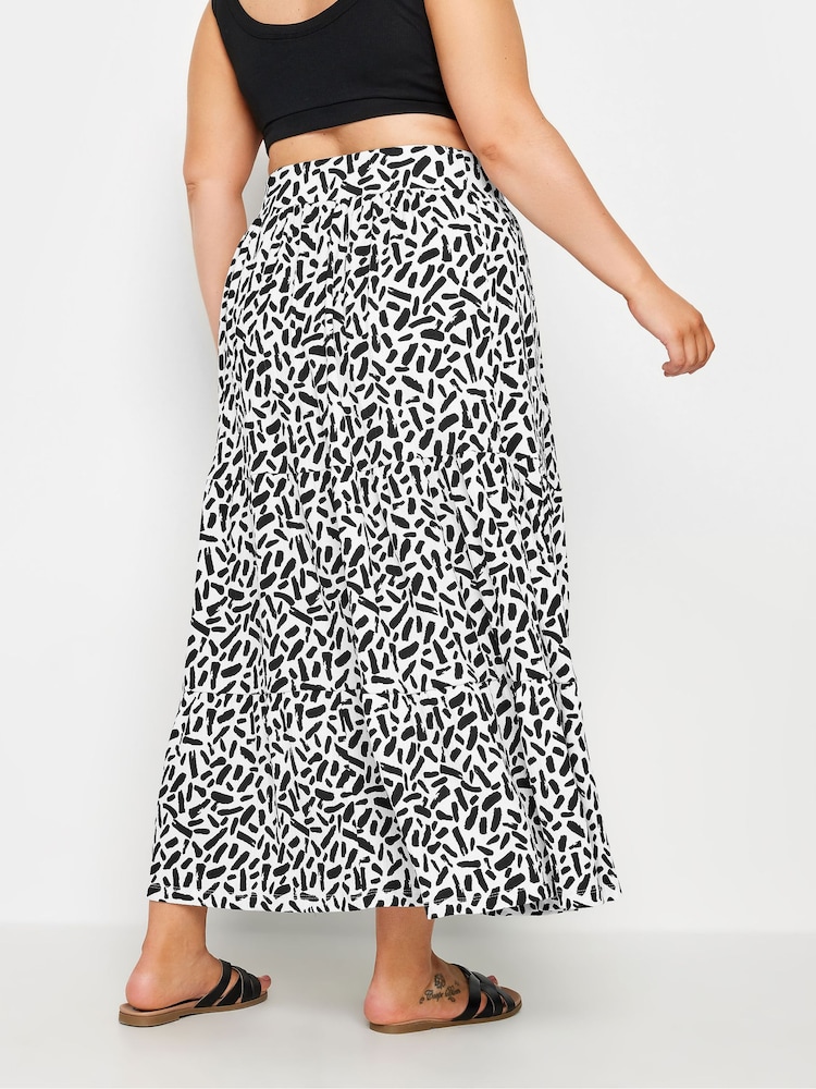 Yours Curve White Paisley Print Textured Maxi Skirt - Image 3 of 5