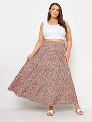 Yours Curve Black Paisley Print Textured Maxi Skirt - Image 2 of 5