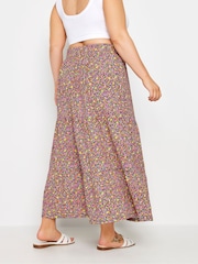 Yours Curve Black Paisley Print Textured Maxi Skirt - Image 3 of 5