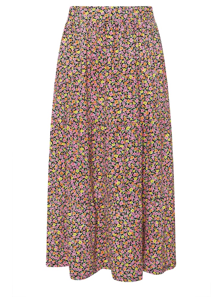 Yours Curve Black Paisley Print Textured Maxi Skirt - Image 5 of 5