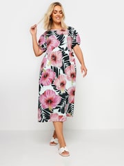 Yours Curve White Leaf Crinkle Smock Dress - Image 2 of 5