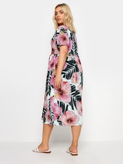 Yours Curve White Leaf Crinkle Smock Dress - Image 3 of 5