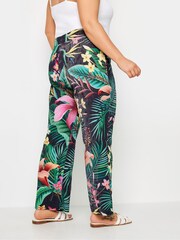 Yours Curve Black Tropical Wide Leg Trousers - Image 3 of 5