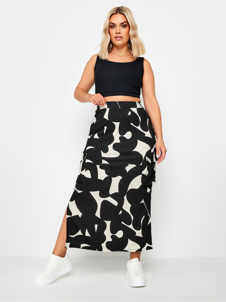 Yours Curve Black Textured Utility Maxi Skirt - Image 1 of 5