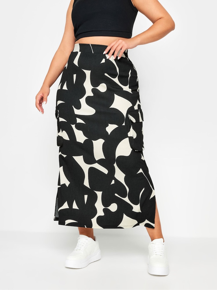 Yours Curve Black Textured Utility Maxi Skirt - Image 2 of 5