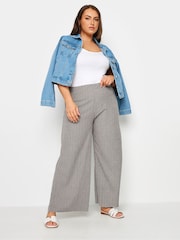 Yours Curve Grey Tropical Wide Leg Trousers - Image 2 of 5