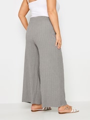 Yours Curve Grey Tropical Wide Leg Trousers - Image 3 of 5