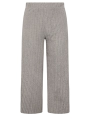 Yours Curve Grey Tropical Wide Leg Trousers - Image 5 of 5