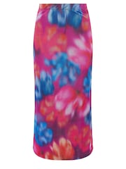 Yours Curve Pink Limited Collection Abstract Print Mesh Skirt - Image 5 of 5