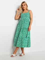 Yours Curve Green Ditsy Floral Shir Midi Dress - Image 1 of 5