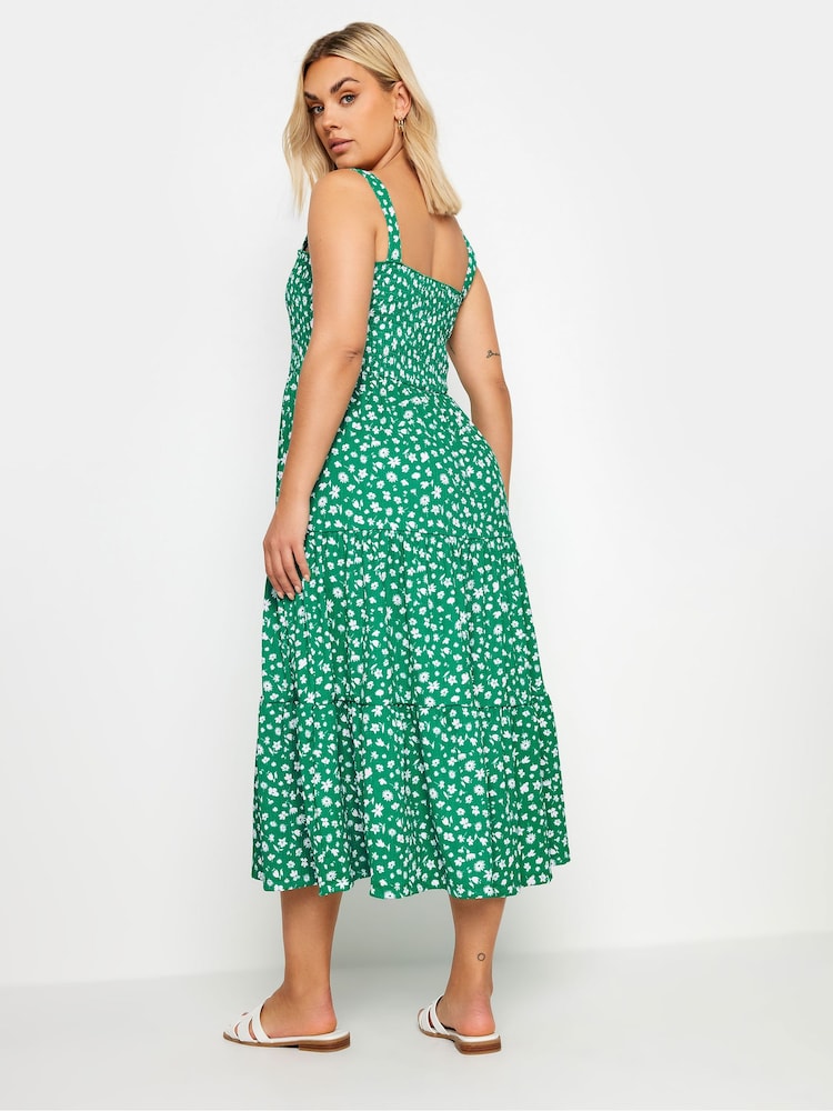 Yours Curve Green Ditsy Floral Shir Midi Dress - Image 2 of 5