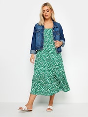 Yours Curve Green Ditsy Floral Shir Midi Dress - Image 3 of 5