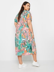 Yours Curve Blue Leaf Crinkle Smock Dress - Image 3 of 5