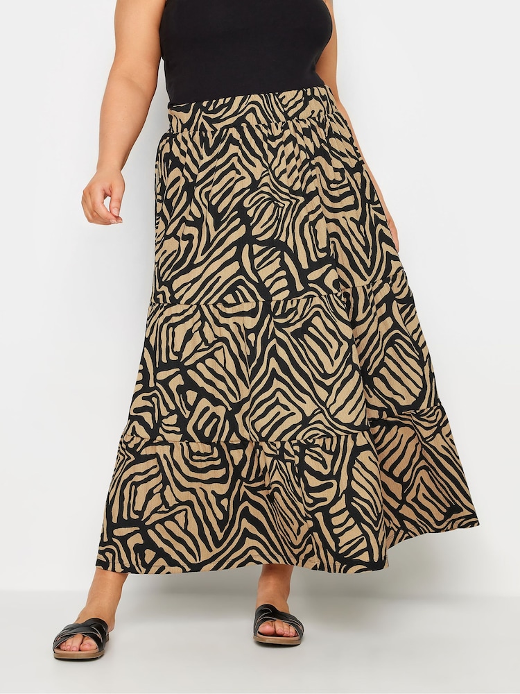 Yours Curve Cream Paisley Print Textured Maxi Skirt - Image 1 of 5