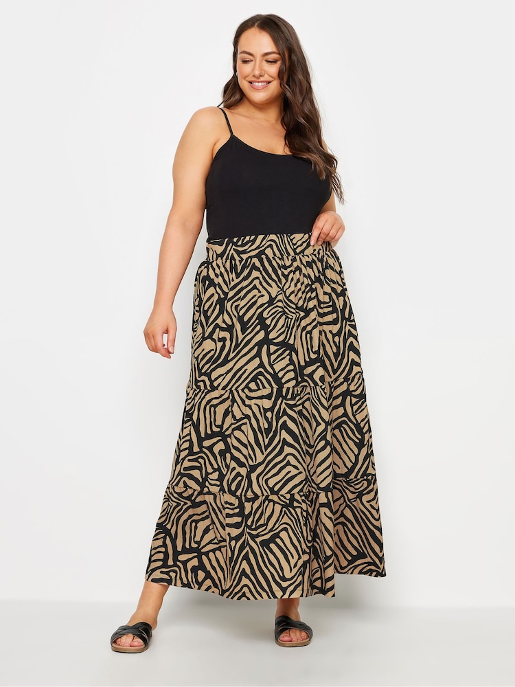 Yours Curve Cream Paisley Print Textured Maxi Skirt - Image 2 of 5