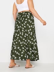 Yours Curve Green Paisley Print Textured Maxi Skirt - Image 3 of 5
