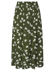 Yours Curve Green Paisley Print Textured Maxi Skirt - Image 5 of 5