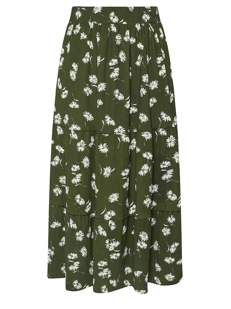 Yours Curve Green Paisley Print Textured Maxi Skirt - Image 5 of 5